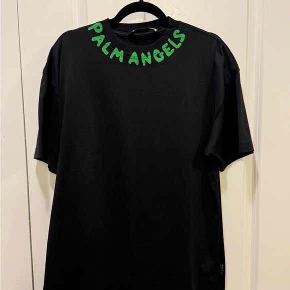 Palm Angels Black Tee with Green Logo - Picture 1 of 4